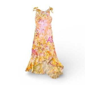 Vintage Shirt Passion Italia Women’s 100% Silk Floral Asymmetrical Dress Size 44